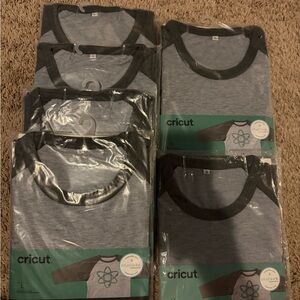 Cricut Heather Gray and Black Raglan Shirts for sublimation pack of 6